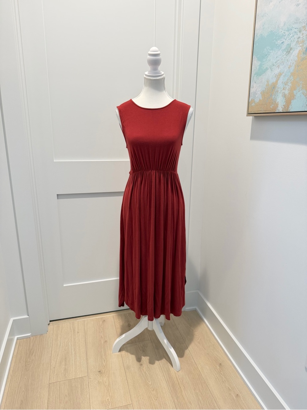Daily Ritual Red Sleeveless Midi Dress Medium